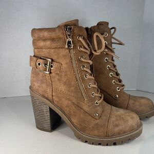 GBG Los Angeles Brown Lace Up Women’s Combat Boots Size 7M